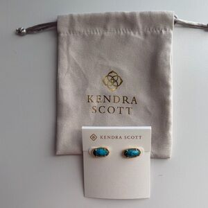 Kendra Scott Ellie Gold Stud Earrings in Veined Turquoise Magnesite